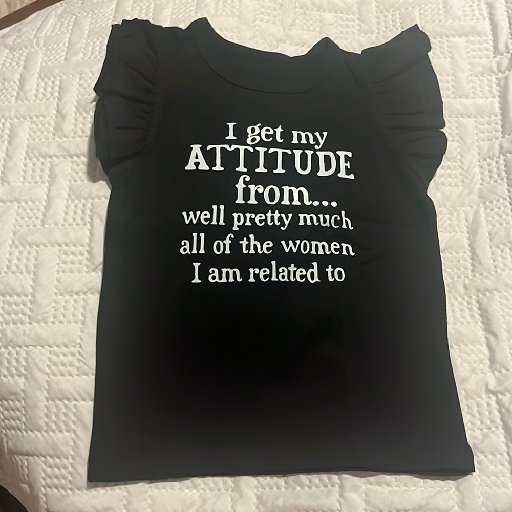 Girls Ruffle short Sleeve Black shirt 3t - 4t